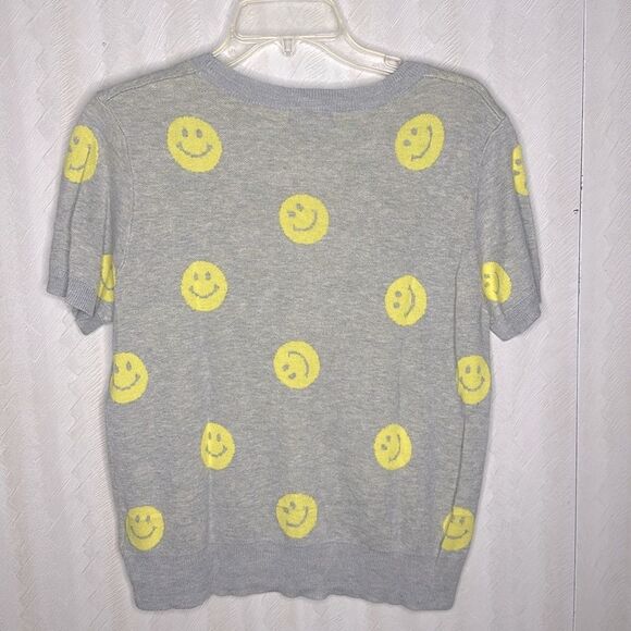Anthropologie Gray and Yellow Smiley Face Blouse - Picture 9 of 9
